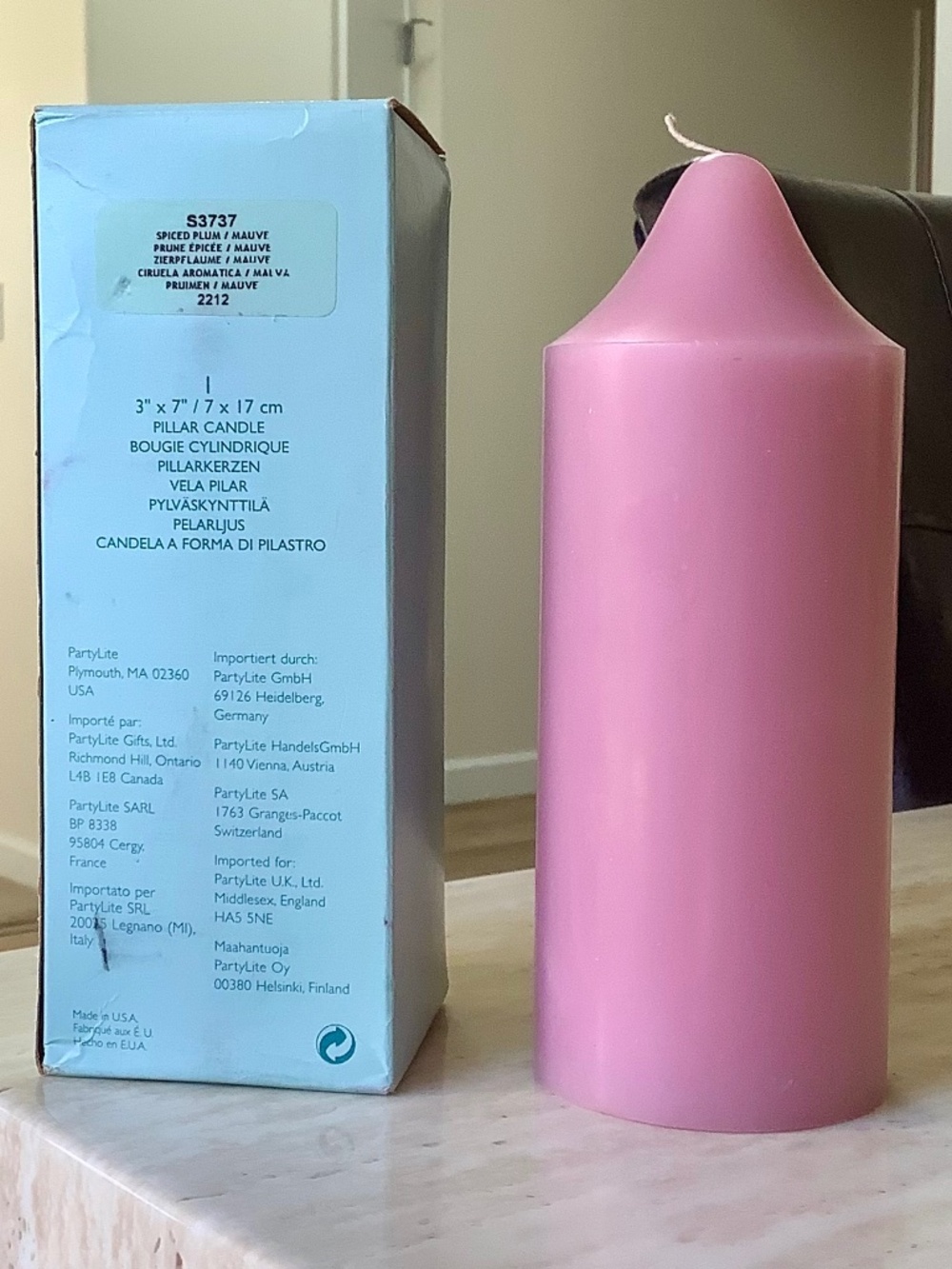 VIntage PartyLite Mauve Pillar Candle - Spiced Plum